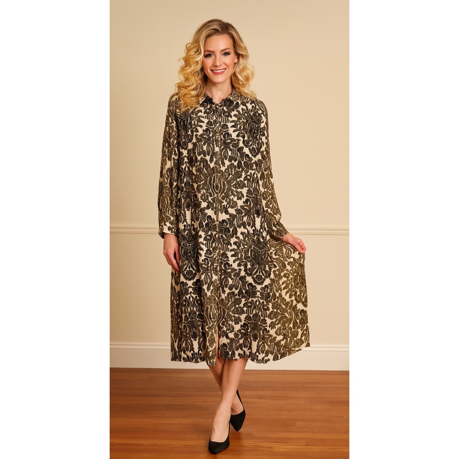 Alembika Dress Sz Large Flowy Relaxed Soft Chic Boho Timeless Luxury